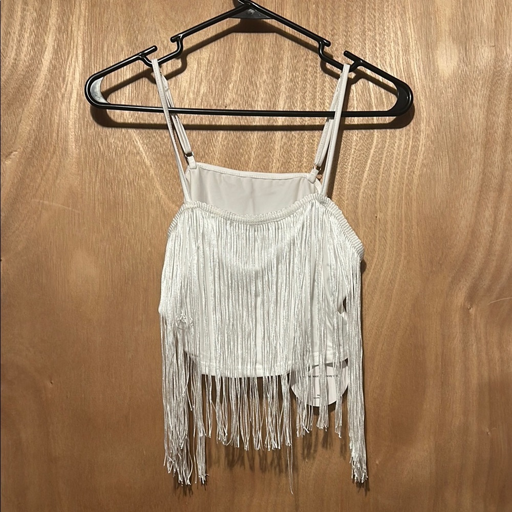 White Fringe Top
